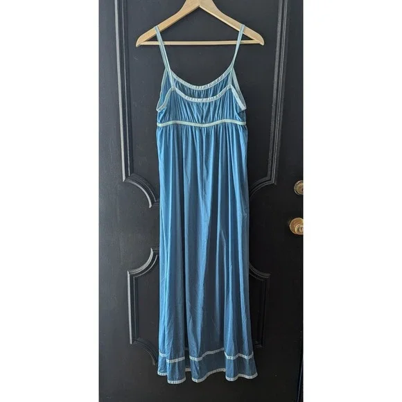 VTG 1970's Vassarette Size 13 Blue Nylon Nightgown Slip Dress Maxi Lingerie - Picture 3 of 9